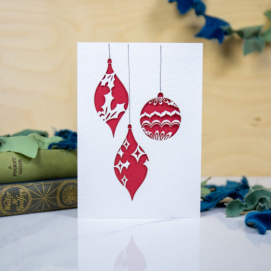 Christmas Baubles Card - Laser Cut