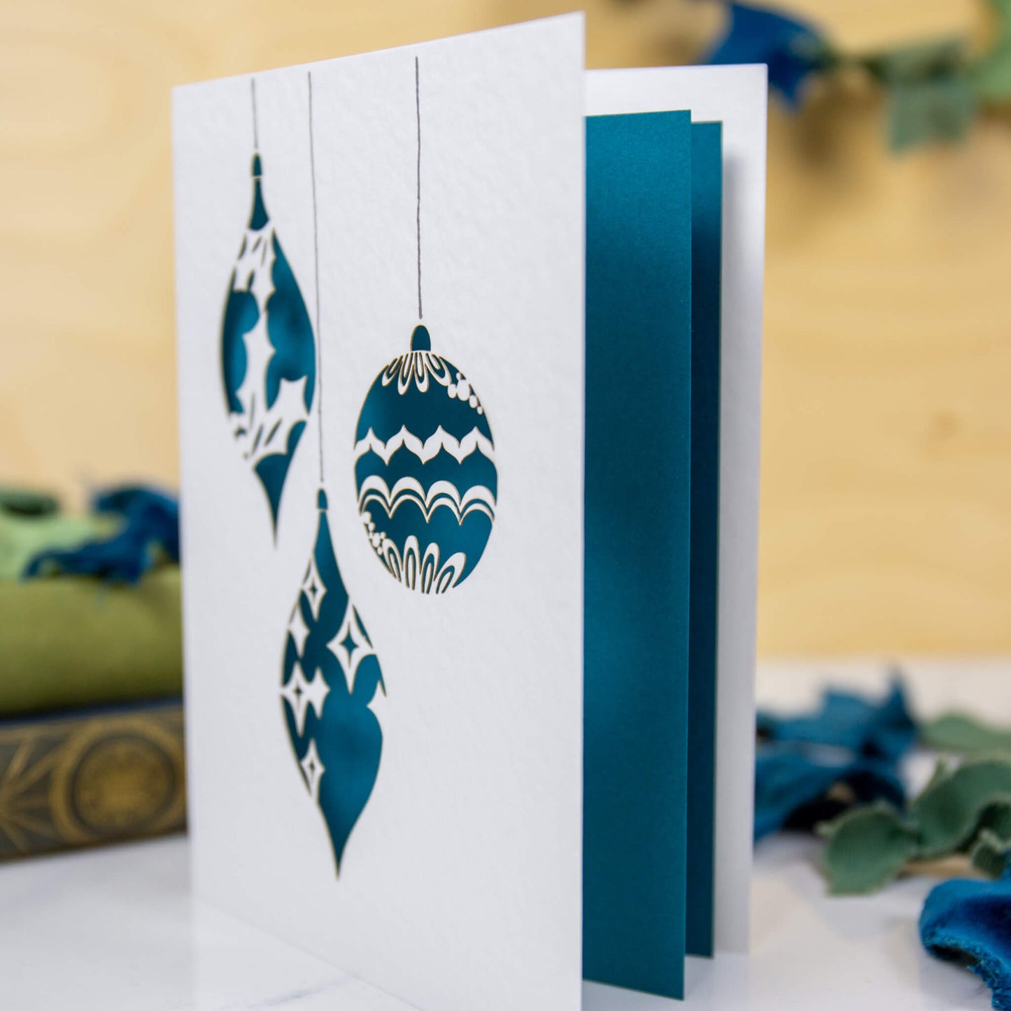 Christmas Baubles Card - Laser Cut