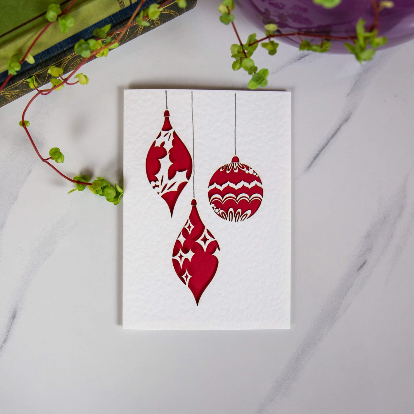 Christmas Baubles Card - Laser Cut