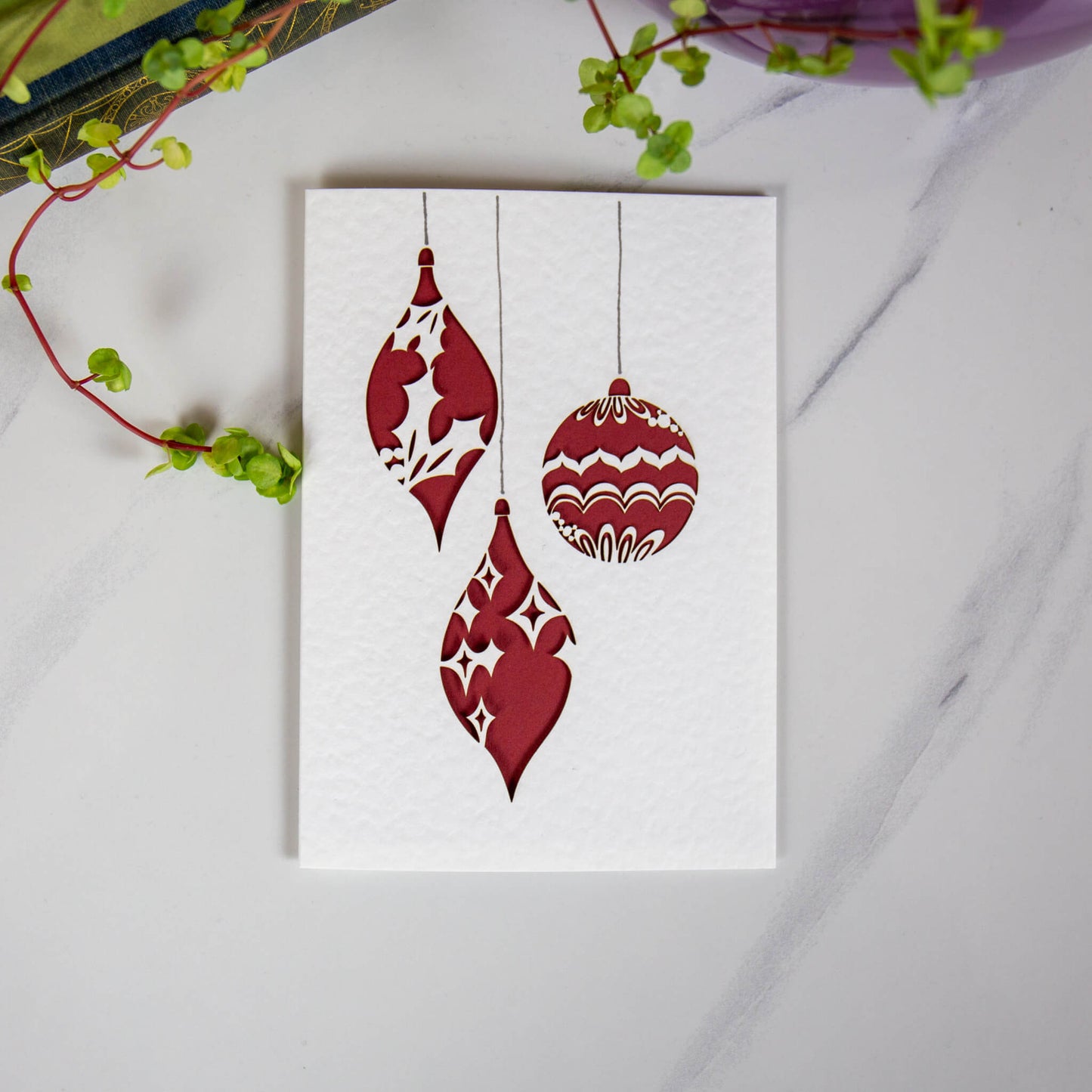 Christmas Baubles Card - Laser Cut
