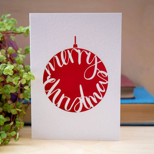 Merry Christmas Bauble Card - Laser Cut