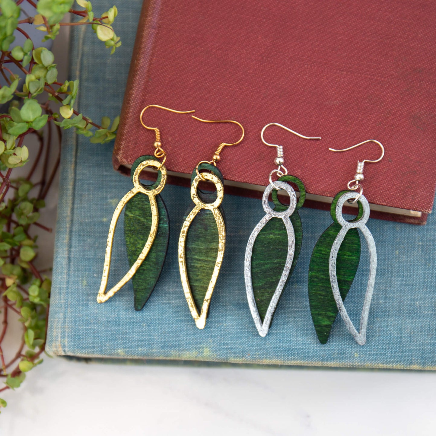 Double Layer Leaf Earrings