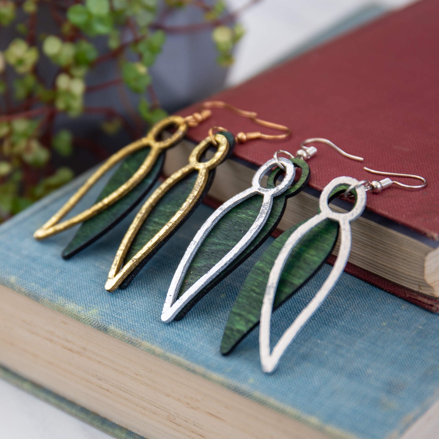 Double Layer Leaf Earrings