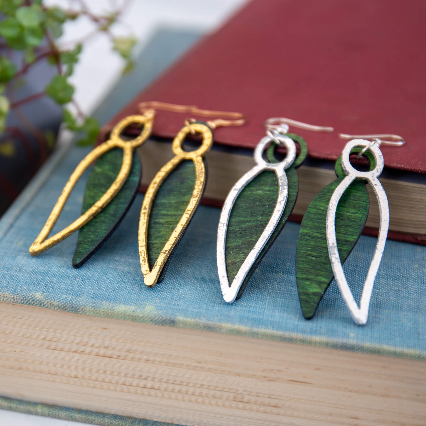 Double Layer Leaf Earrings