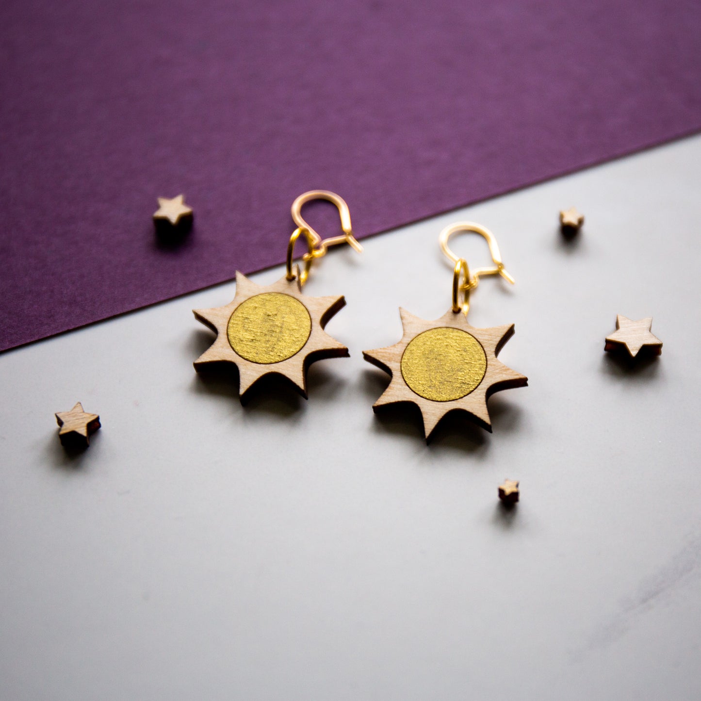 Gold Celestial Sun Earrings