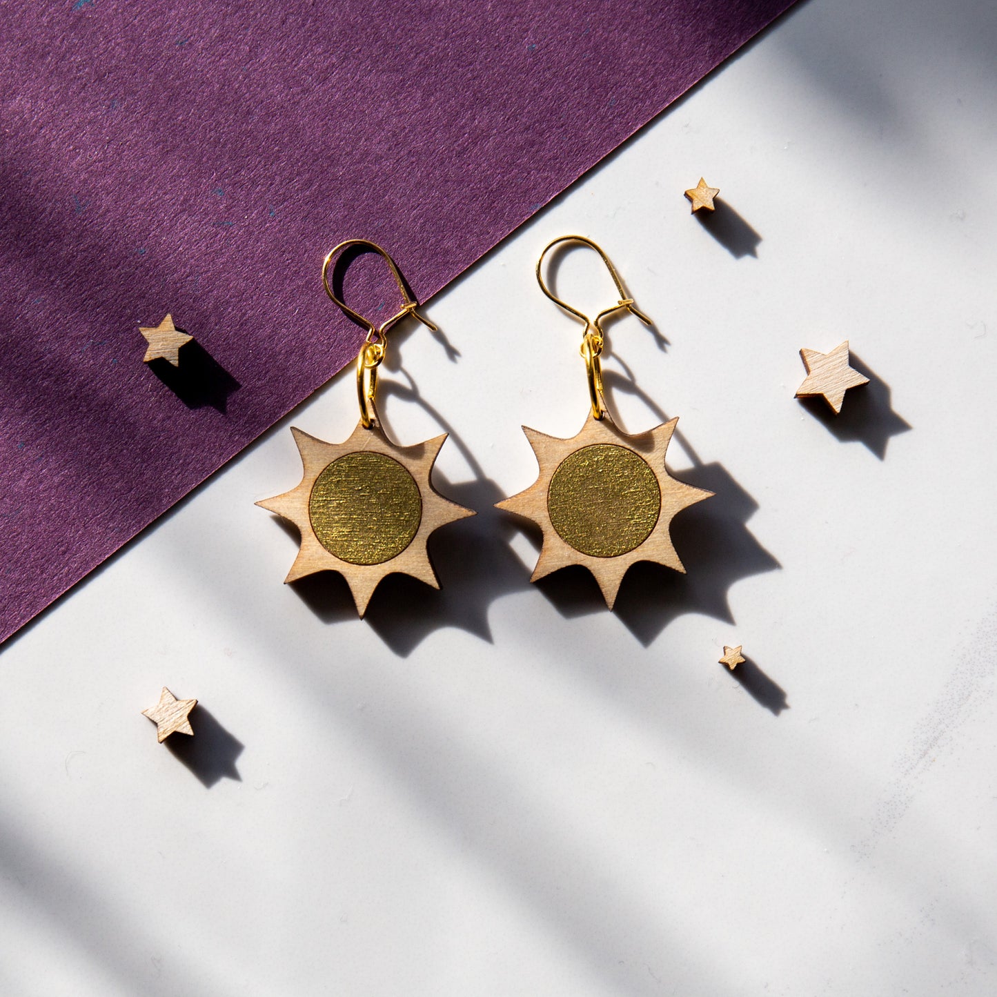 Gold Celestial Sun Earrings