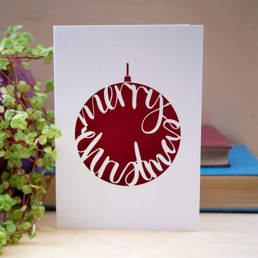 Merry Christmas Bauble Card - Laser Cut