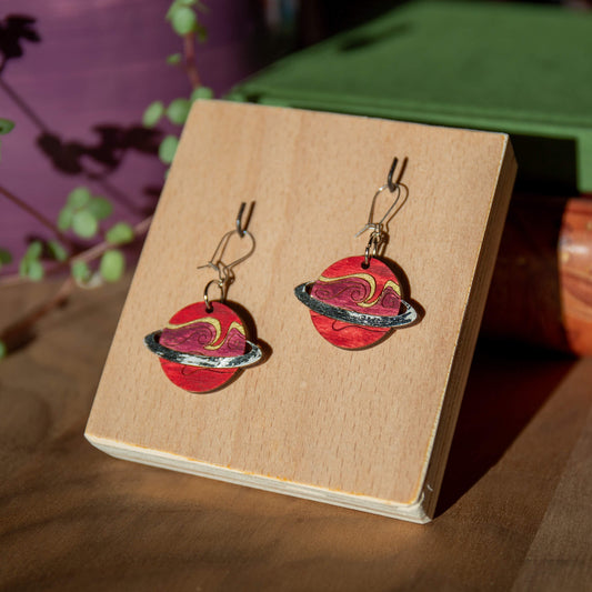 Celestial Silver Planet Earrings